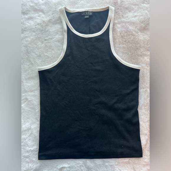 J. Crew Tops - J. Crew Vintage Rib High Neck Cutaway Tank Top With Contrast Trim Size S